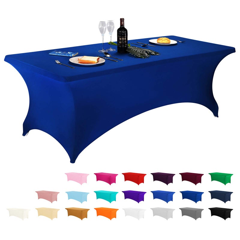 LZY Spandex Fitted Stretch Table Cover for 6 ft or 4ft or 8ft Folding Table, Rectangular Cocktail Tablecloth, Perfect for Party or Banquet - Image 1
